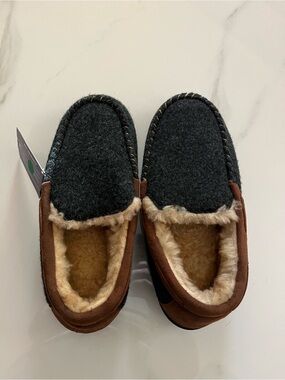 Men's Suede-Look Cozy Moccasin Slippers - Brown & Charcoal